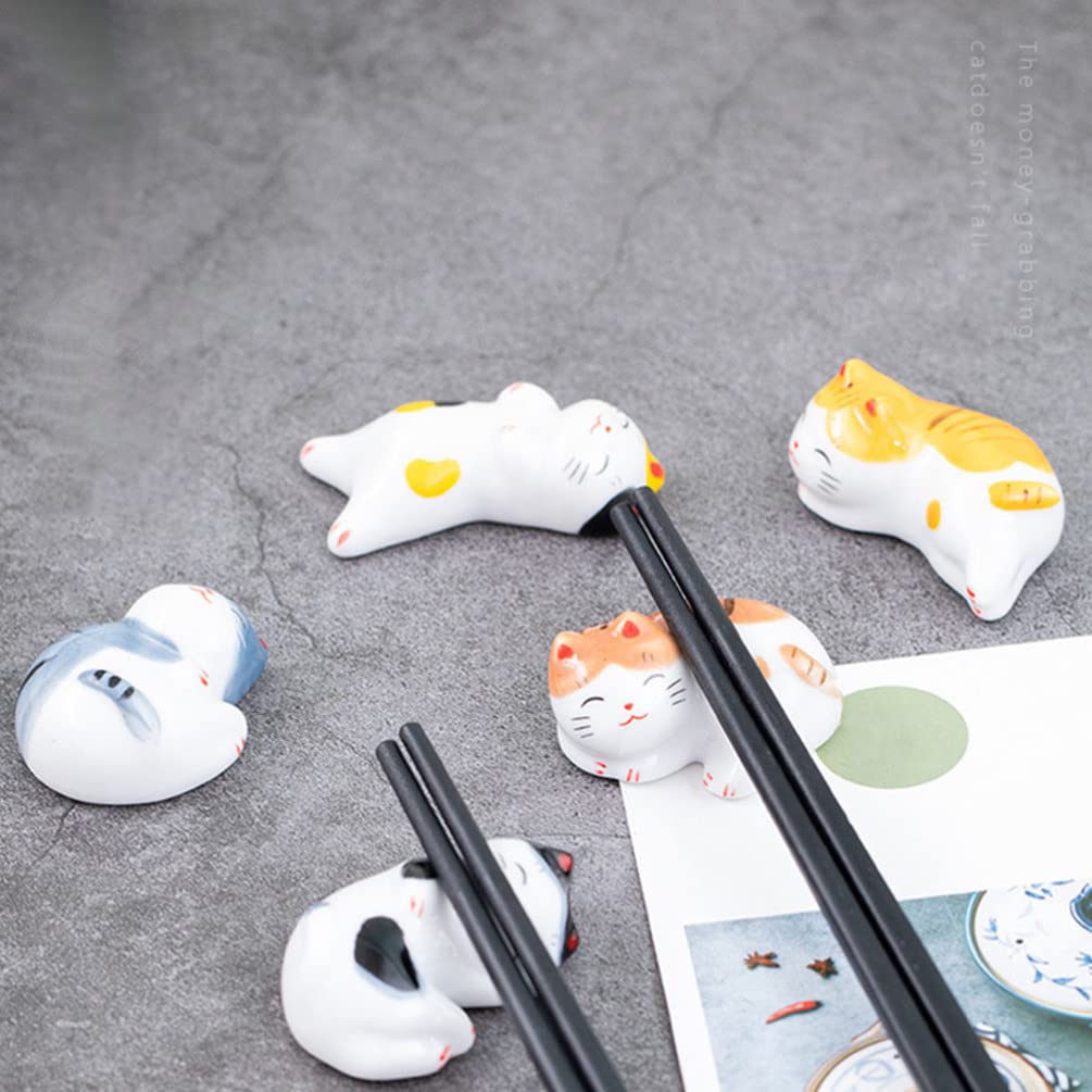 Générique Lot de 5 Supports de Baguettes en céramique pour décoration de Bureau, en Forme de Chat Mignon, pour Cuisine, Restaurant, Salle à Manger, décoration de Table