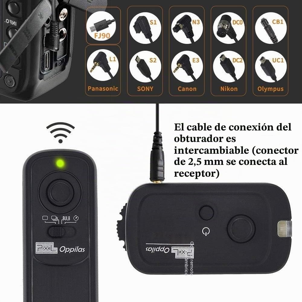 Pixel RW221-E3 Canon Disipador Remoto Mando Inalámbrico RS-60E3 Compatible con Canon EOS R RA R6 RP 90D 250D 200D 2000D Compatible con Olympus EM1X EM1-III EM5-III Compatible con Fuji XT3 XT4 XT30