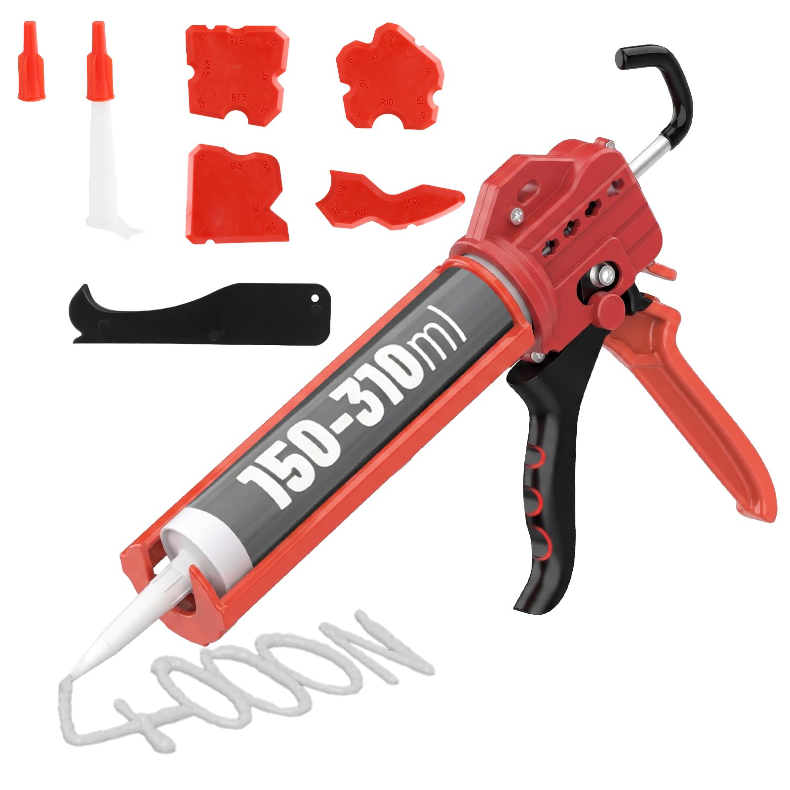 Longzhuo Pistola per Silicone a Leva – Pistola per Cartucce per Sigillante, Acrilico, Malta e Colla, Adatta per Cartucce da 150 ml a 300 ml, Attrezzo Robusto per Fai da Te e Lavori Professionali