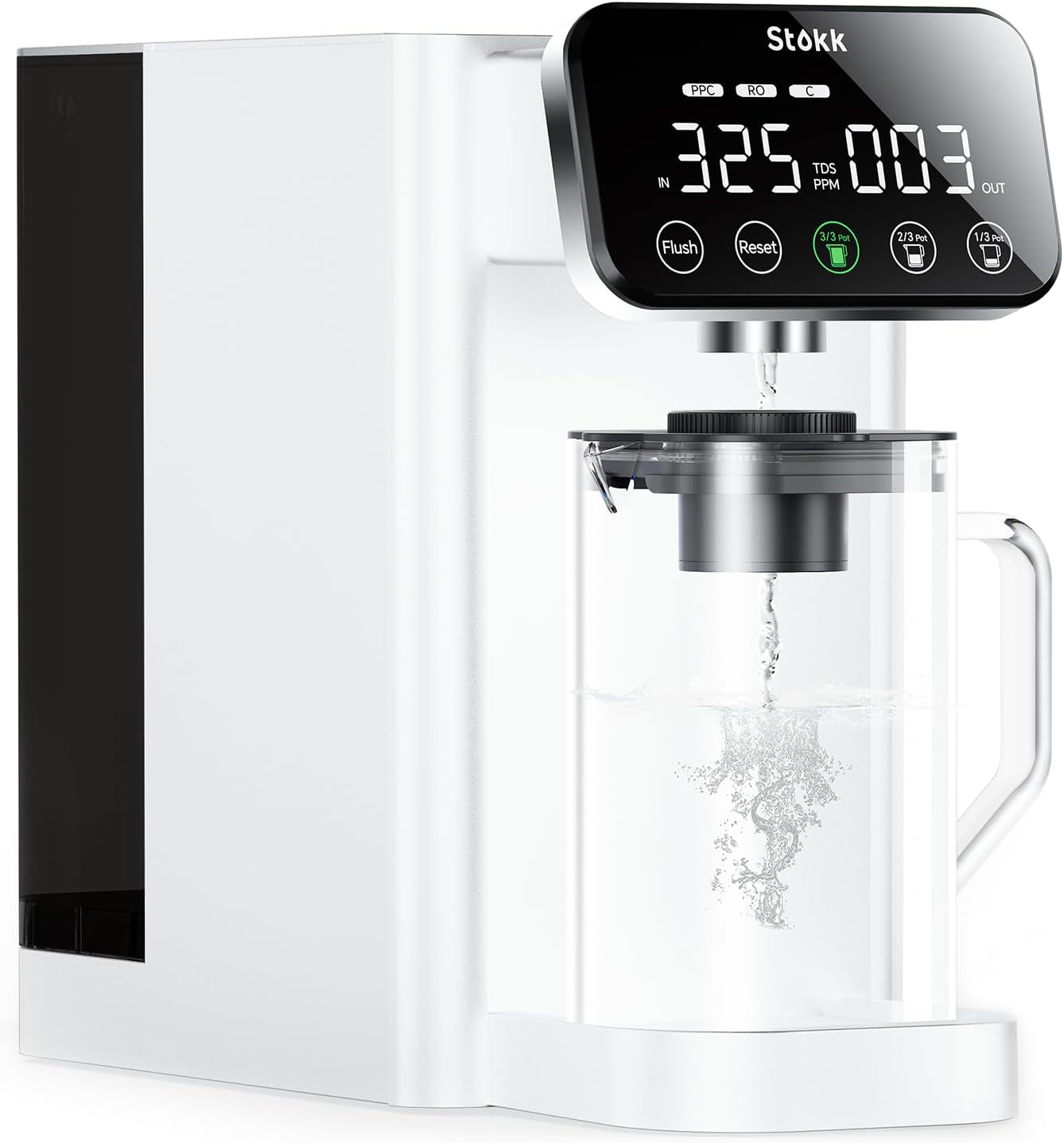 Stokk E1 Reverse Osmosis Water Filter Countertop, 5 Stage RO Water Filter System, NSF/ANSI 58 Certified, Reduces PFAS Chlorine Bad Taste, Portable No Installation Water Purifier for Home Office White