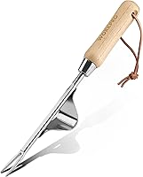 WORKPRO Weed Puller Tool with V-Shaped Forks & Leverage Base - Stainless Steel Manual Weeder for Roots, Dandelions & Garden Weeds, Wood Handle