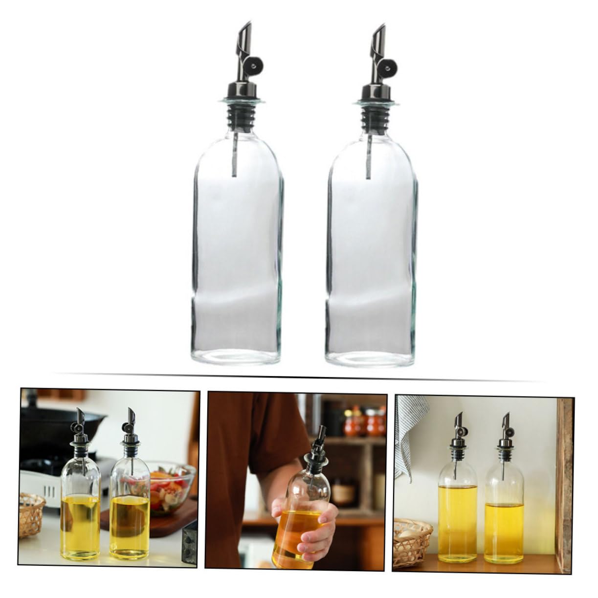 Ciieeo Dispenser di Olio in Vetro Uso Duraturo da 500ml 2 Pezzi Facile da Pulire per Olio e Aceto per Ristoranti e Buffet