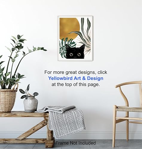Vista 14 de Mid Century Cat Wall Art - Abstract Wall Art - Minimalist Wall Decor - Aesthetic Room Decor - Botanical Mid-century modern Wall Decor - Cat Wall