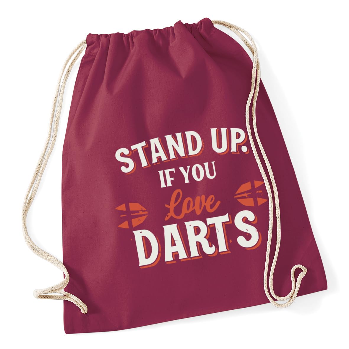 Hippowarehouse Stand Up if you Love Darts Gift For Him Her Daughter Son Dad Mum Drawstring Cotton School Gym Bag 37cm x 46cm, 12 litres