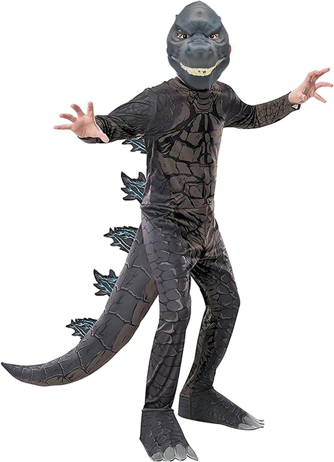 nezababy Dinosaur Costume Kids the Monsters Cosplay Jumpsuit Tail With Mask Child 3-14 Years