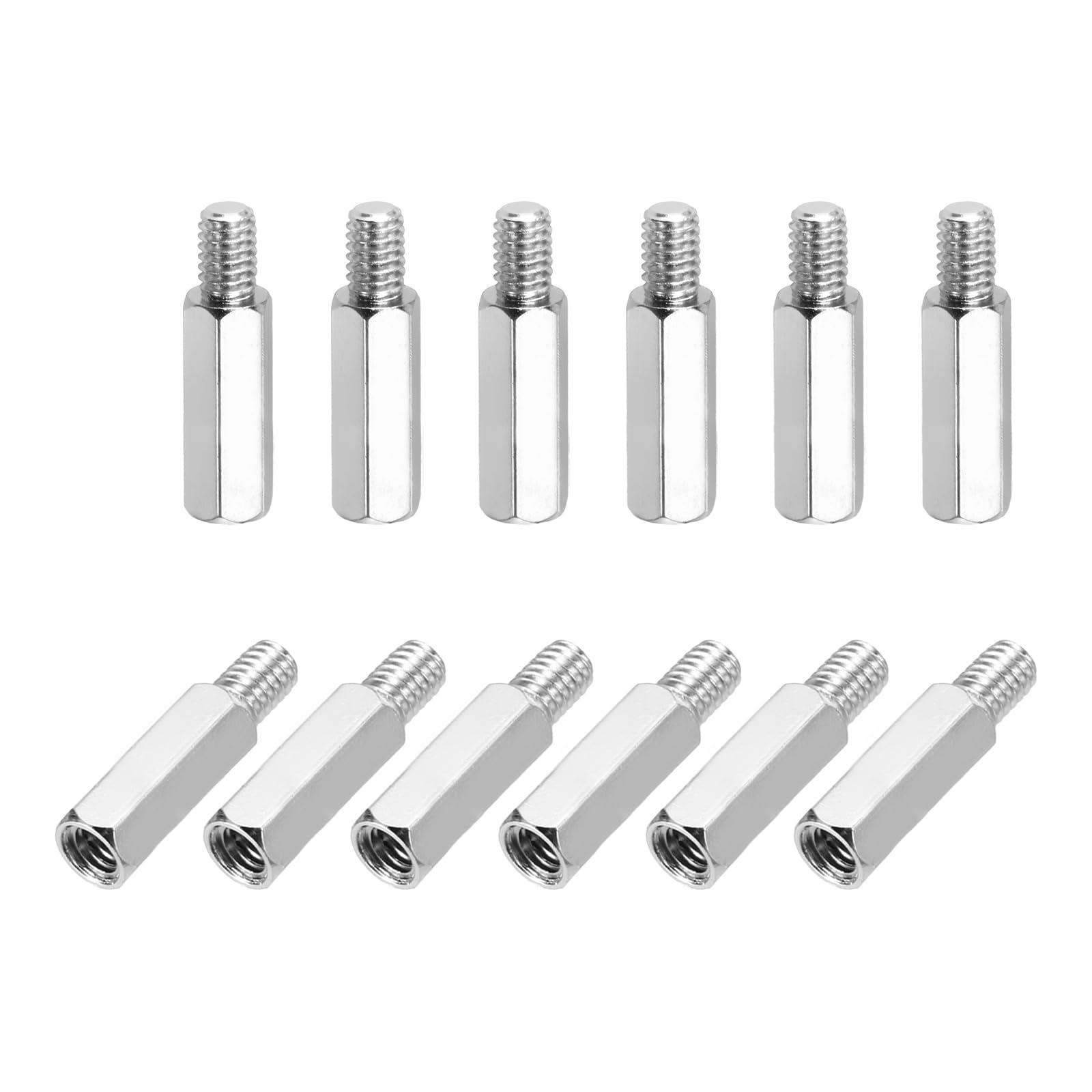 sourcing map Hex Spacer Screws, M4x17mm+6mm Male to Female Thread Brass Nickel Plated Motherboard Standoffs Spacer Pillars for PCB Circuit Boards FPV Quadcopter Drone DIY, Pack of 12