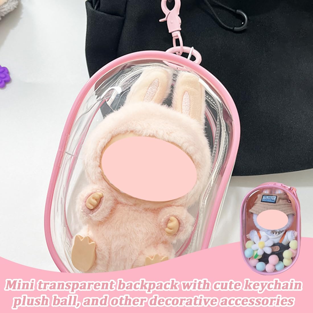Custodia protettiva Labubu da 15 cm Pain Pack Custodia protettiva in stile pulsante Borsa da appendere per bambola con portachiavi Stile pulsante Ropa