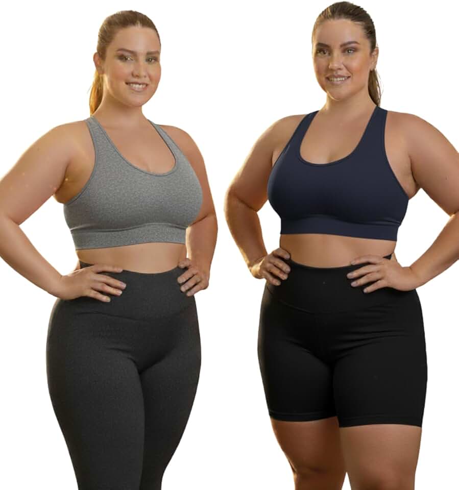Kit 2 Top Plus Size Reforçado Academia Fitness Nadador Suplex Caminhada e Treino Roupa Feminina