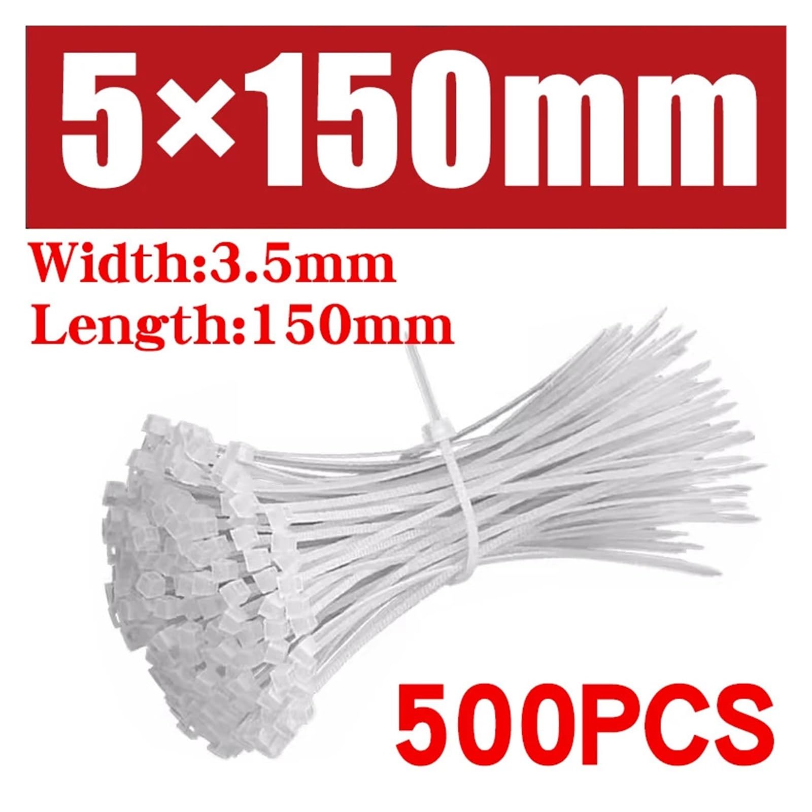 Lazo de nailon de plástico autoblocante, envolturas con cremallera, juego(3.5x150 mm)