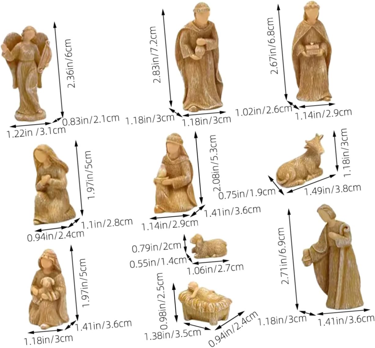 balacoo 10pcs Small Resin Jesus Nativity Figures Christmas Decors Tabletop Nativity Set Delicate Religious Sculptures for Home Holiday Decoration