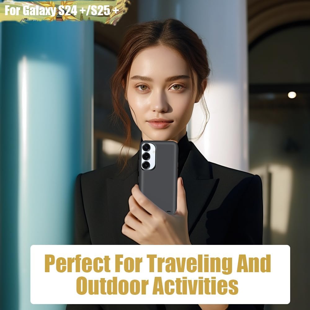 Battery Case for Samsung Galaxy S25+/ S25 Plus/ S24+/ S24 Plus, 5000mAh Rechargeable Extended Battery Charging Charger Case, Add 100% Extra Juice (6.7 Inches) Black