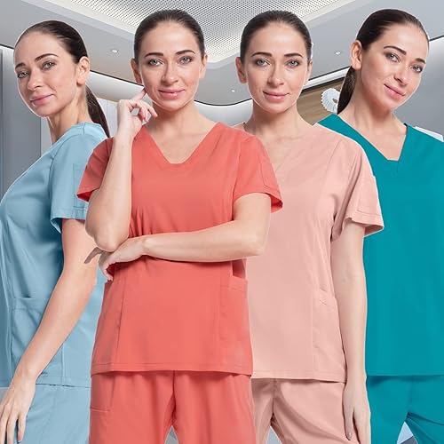 Miniatura 6 de niaahinn Scrubs Medical Uniforme - Conjunto de ropa quirúrgica para mujer con cuello en V y pantalón deportivo cónico tipo cargo