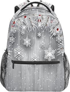 Mochila escolar para meninas meninos mochila para pendurar flocos de neve árvore de natal de prata estudante bolsa para livros de ombro Menino menina leve durável médio ensino universitário bolsa de viagem mochila para caminhadas acampamento mochila, Multicolorido, One Size, Clássico