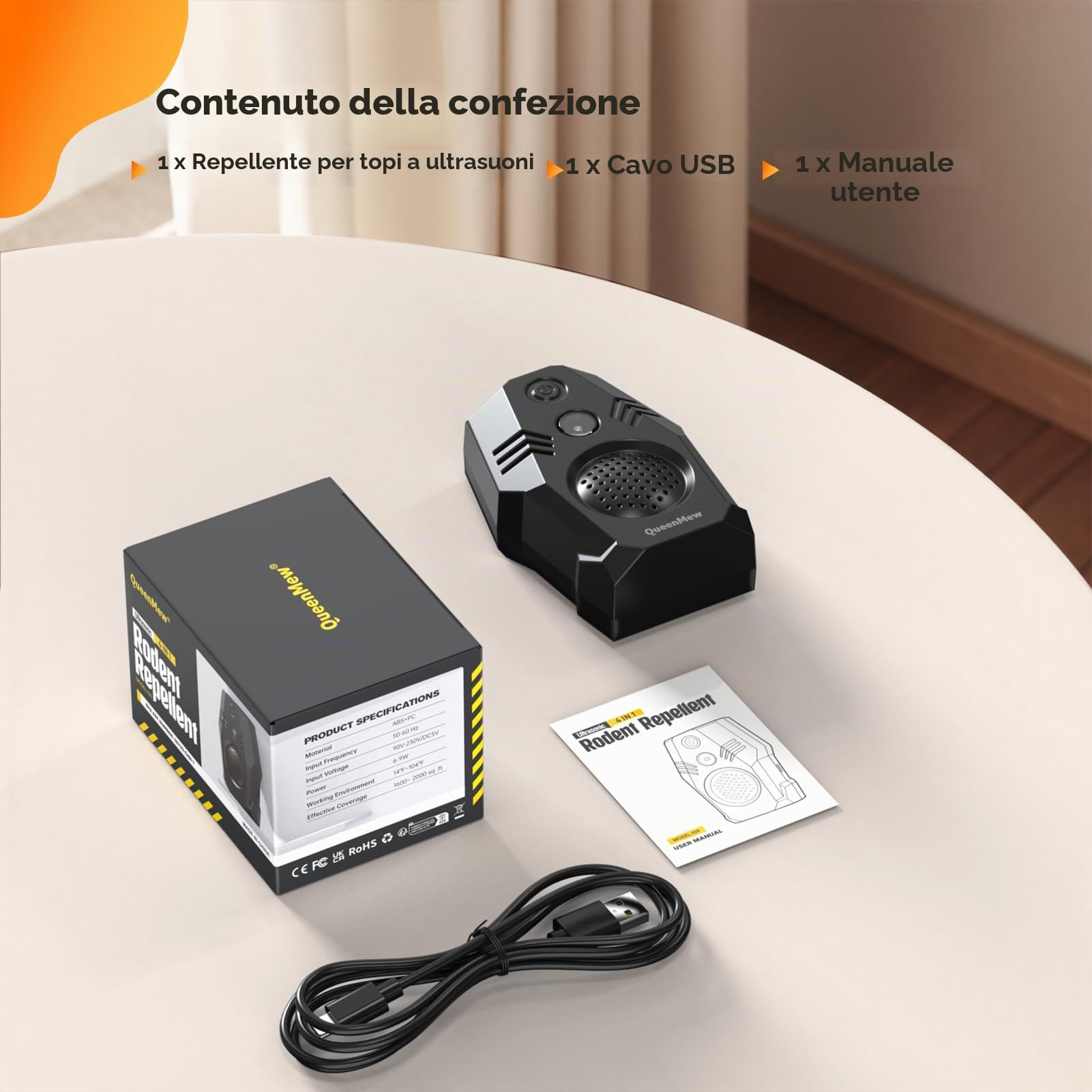 Repellente Ultrasuoni per Topi, Dissuasori per Topi Collegare, 4 modalità e Due opzioni di Alimentazione Dispositivo di Controllo Repellente per zanzare per ratti, Insetti, formiche