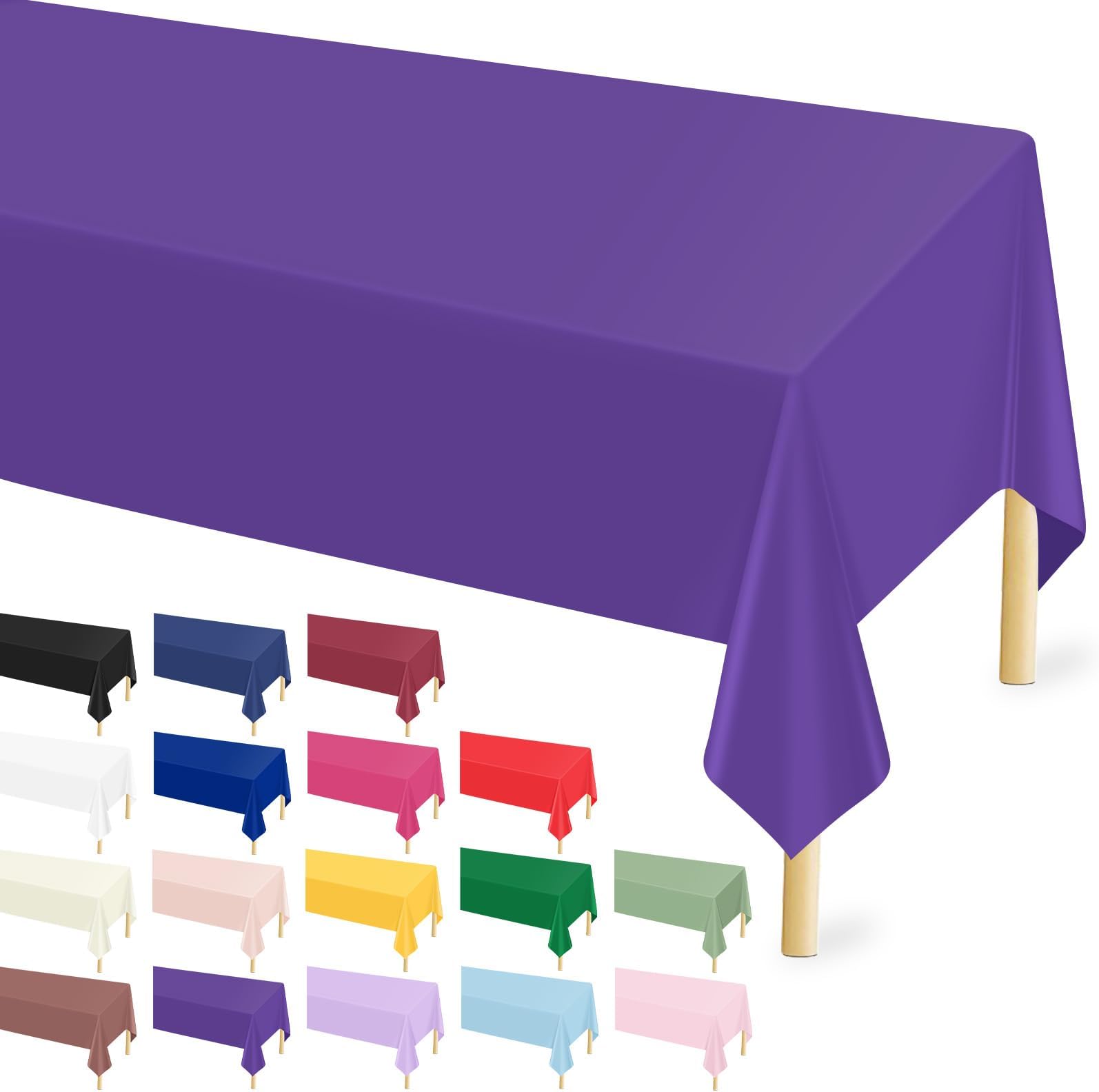 Mulbozy 12 Pcs Dark Purple Plastic Tablecloth for Rectangle Table, 54 × 108 inches Disposable Purple Party Table Covers for Birthday, Anniversary, Wedding, Fine Dining, Graduation Party Decoration…