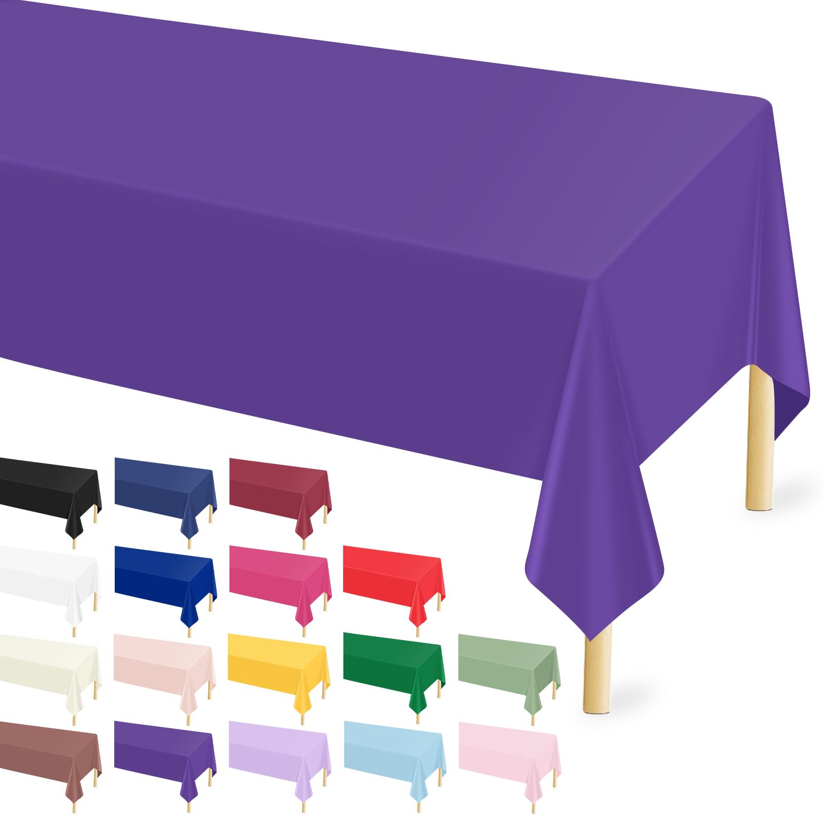 Mulbozy 12 Pcs Purple Tablecloth, Purple Plastic Table Cloth 54 × 108 inch