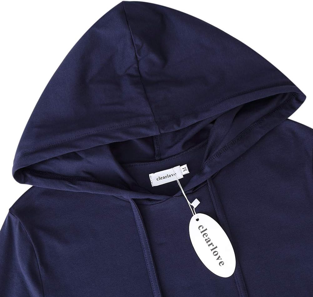 Clearlove Women Casual Sweatshirt 3/4 Sleeve Pocket Slim Pullover Hoodie Dress (Navy XL) - Image 4