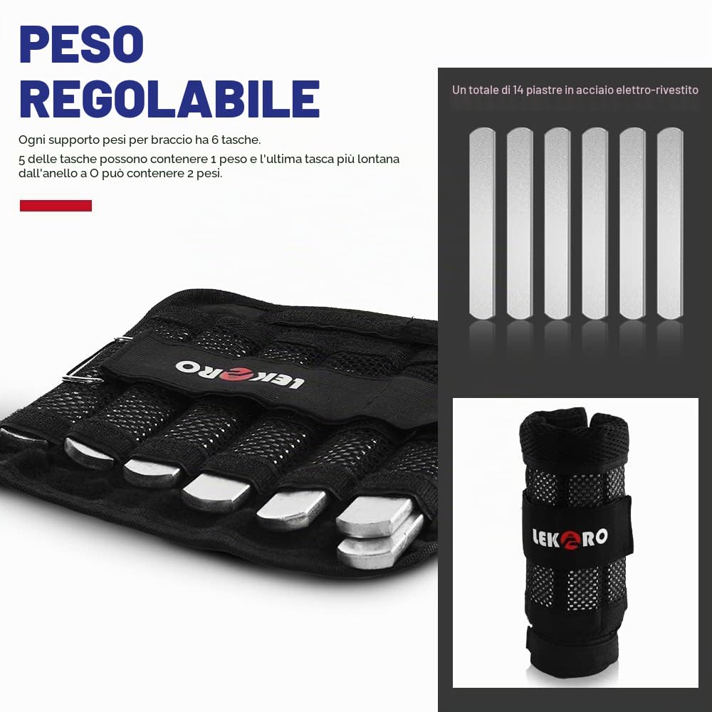 Pesi per polso e braccio, pesi regolabili per polso e caviglia, rimovibili per uomini e donne, per fitness, passeggiate, jogging, allenamento, corsa, 1 paio, confezione da 2