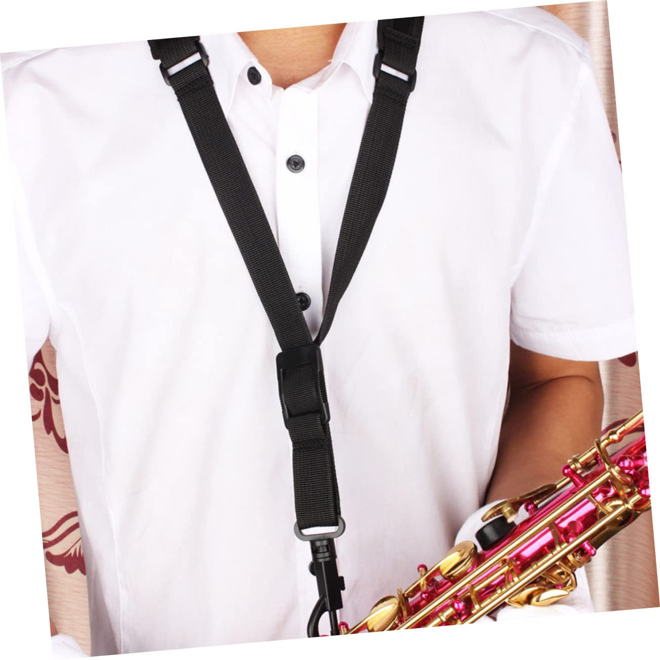 ibasenice Ceinture Pratique pour Saxophone Ténor en Coton Noir Confortable et Facile à Retirer Sangle de Saxophone et Finition Soignée Design Unique