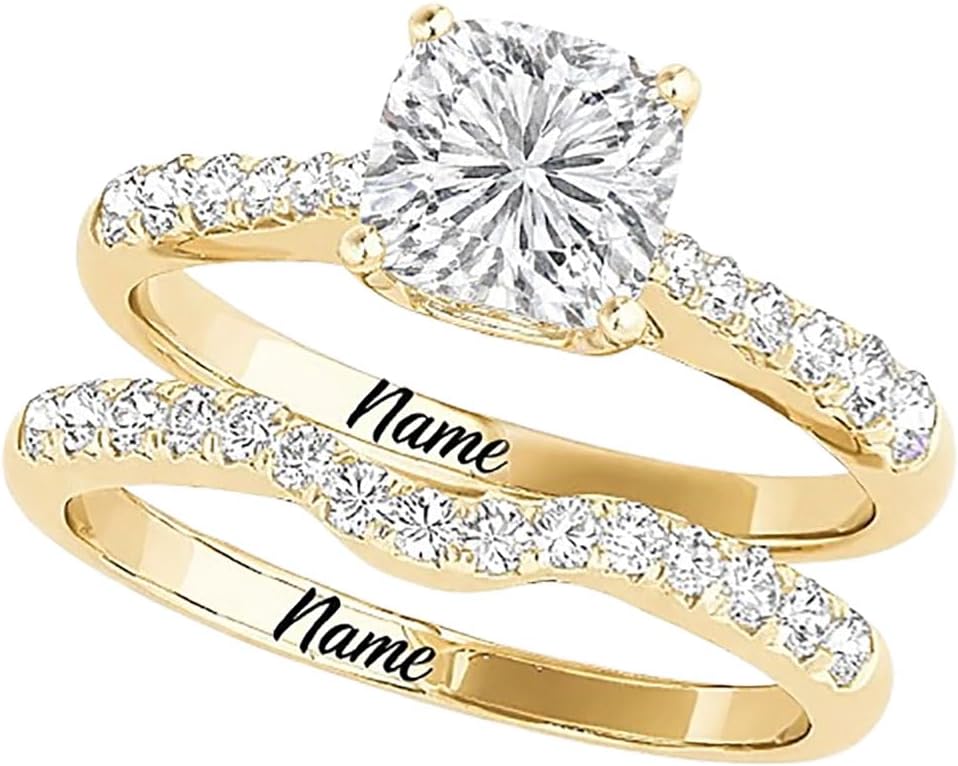 10K 14K 18K Gold Moissanite Bridal Rings Sets for Her, 2.6 CT. tw. Moissanite Engagement Ring Set for Women Wedding Ring Set for Engagement Anniversary Eternity Band