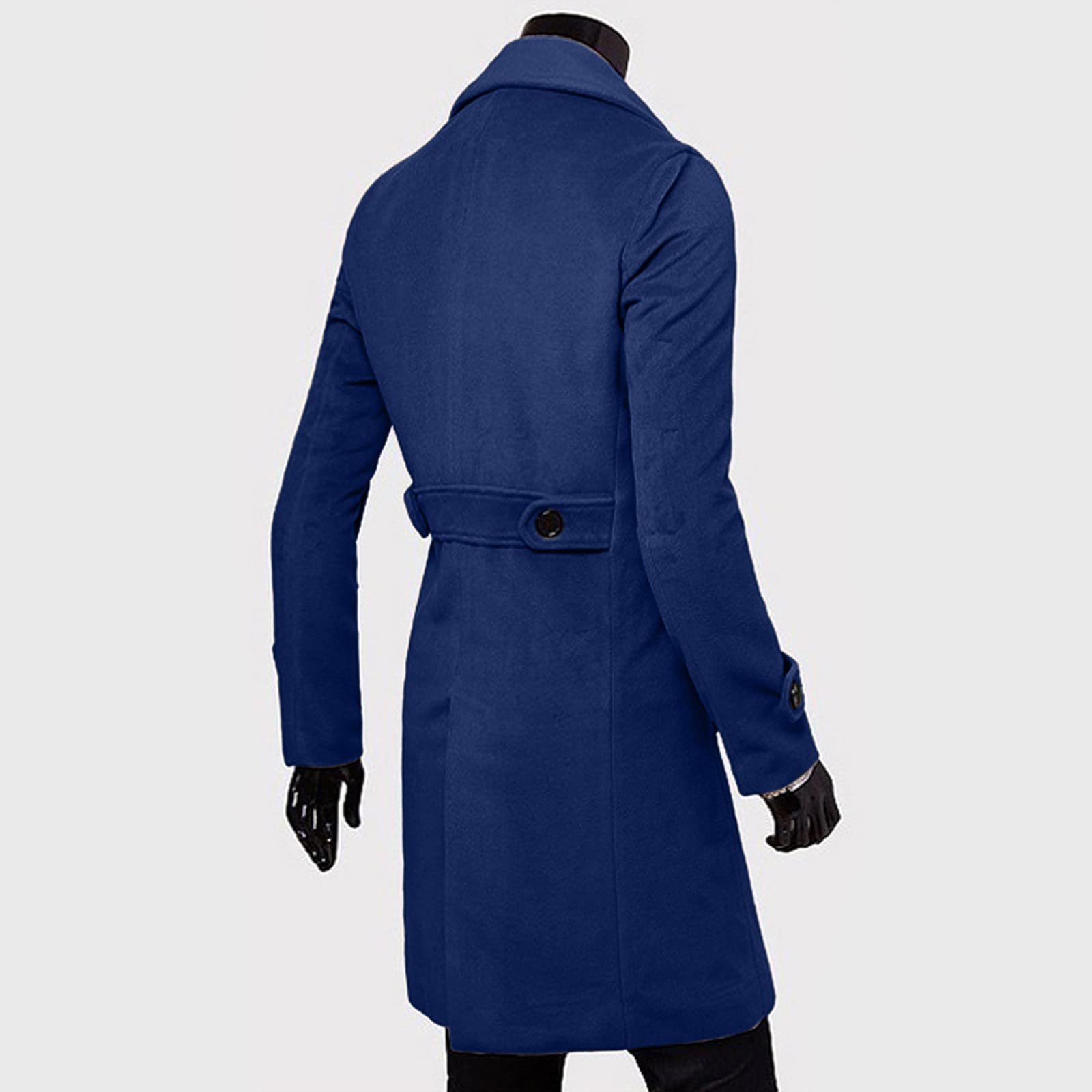 Abrigo de negocios para hombre, invierno, abrigo de lana con solapa larga, con botones, gabardina a prueba de viento, abrigo cálido para hombre, elegante y elegante