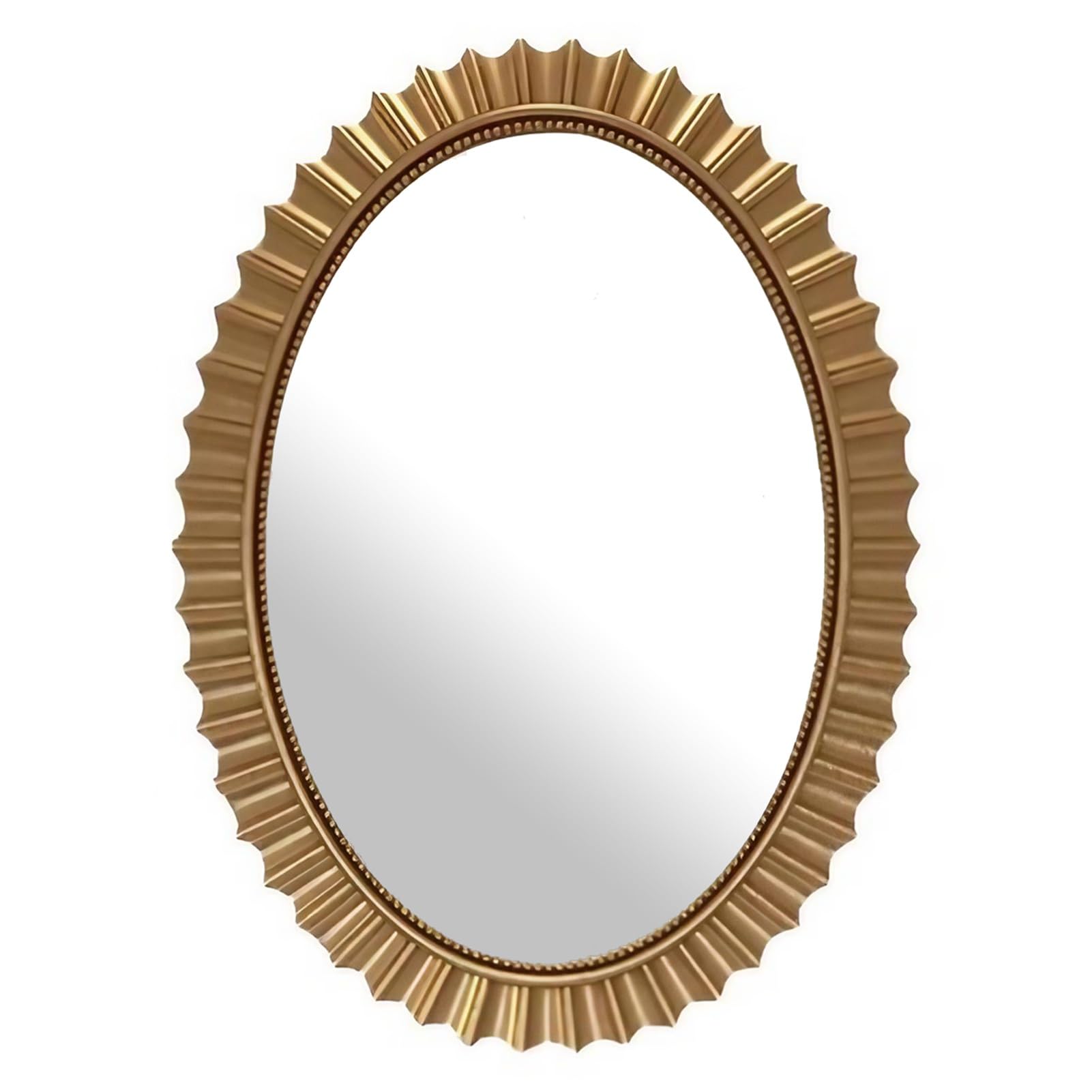 FGXHHS Antique Gold Mirror - French Vintage Oval Wall for Hallway, Living Room, Bathroom Hanging Vanity Mirror(50x70cm(20x28inch))