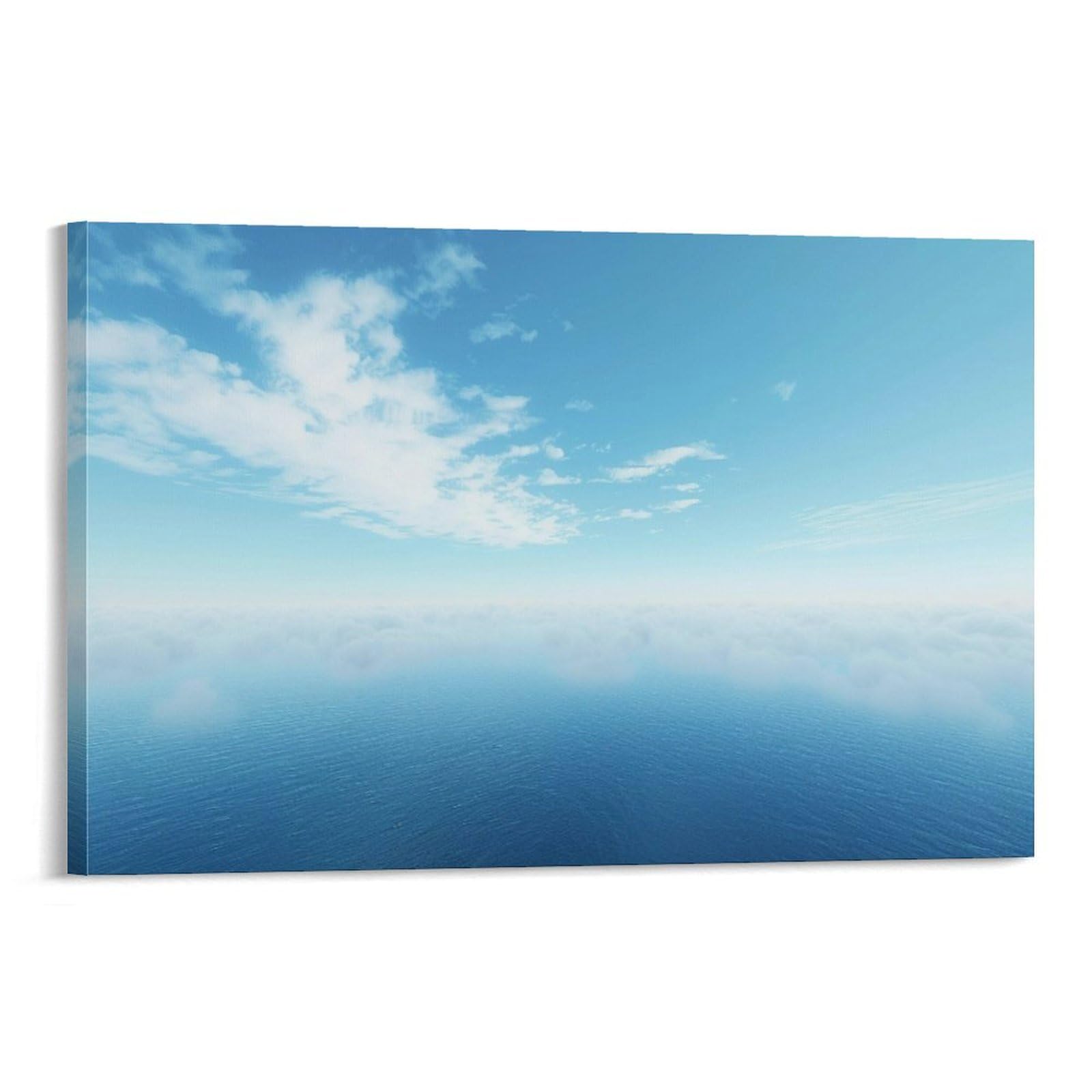 Amazon.co.jp: 絵画 ミニマリストの霧の海の地平線青 アートパネル