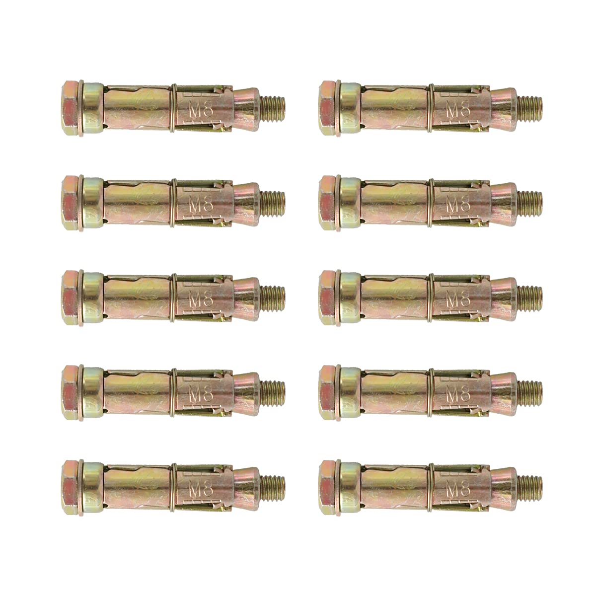 huahuo Shield Anchor Bolts 10 Pcs Long Expansion Shield M8×60 MM Bolt Shield Anchors for Solid Walls and Concrete
