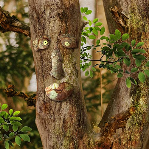 Eiiorpo Tree Faces Decor Outdoor,Tree Face Outdoor Statues Old Man Tree Hugger Bark Ghost Decoration Funny Yard Art Garden Decorations For Halloween Easter Creative Props.(D) #TOP2