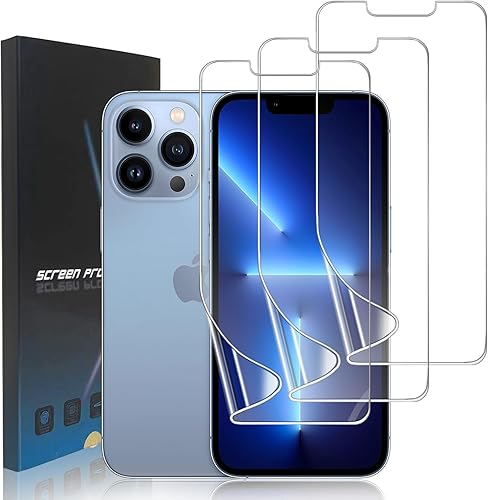 Miniatura 15 de Paquete de 3 protectores de pantalla de película de hidrogel para iPhone 13/iPhone 13 Pro, protector de pantalla de TPU suave HD para iPhone 13/13