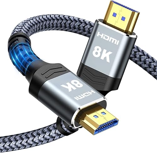 Miniatura 1 de Highwings Cable largo de fibra óptica 21 HDMI 8K 75 pies755ft ultra 48 Gbps de alta velocidad delgado HDMI trenzado nailon 8K 60Hz 4K 120Hz