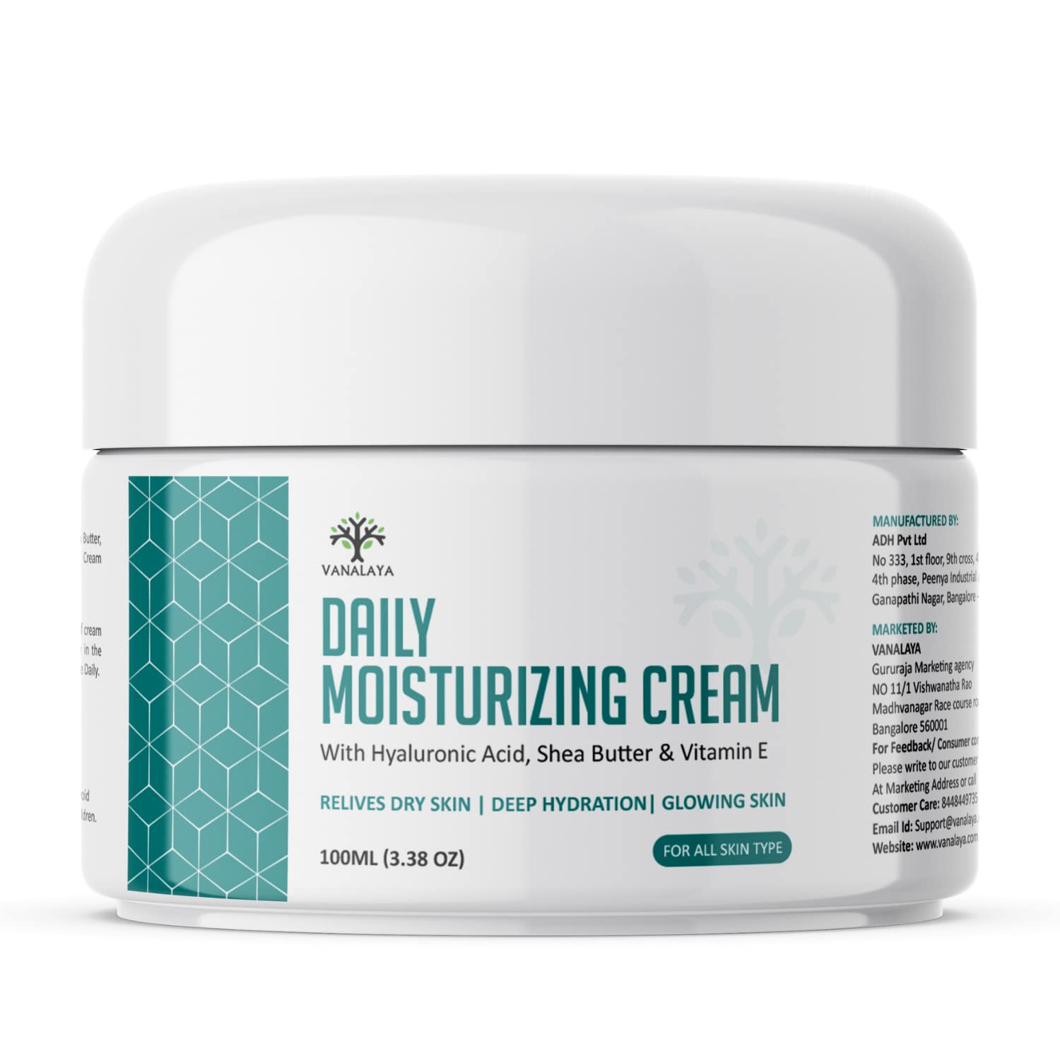 Vanalaya Daily Moisturizing Cream With Shea Butter, Vitamin E For Face Supports All Skin Types 100ml