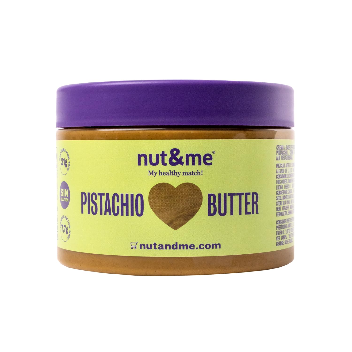 Nut&me Crema de Pistacho 250 g 100% Pistacho Sin Azúcares Añadidos Vegano Sin Gluten Keto
