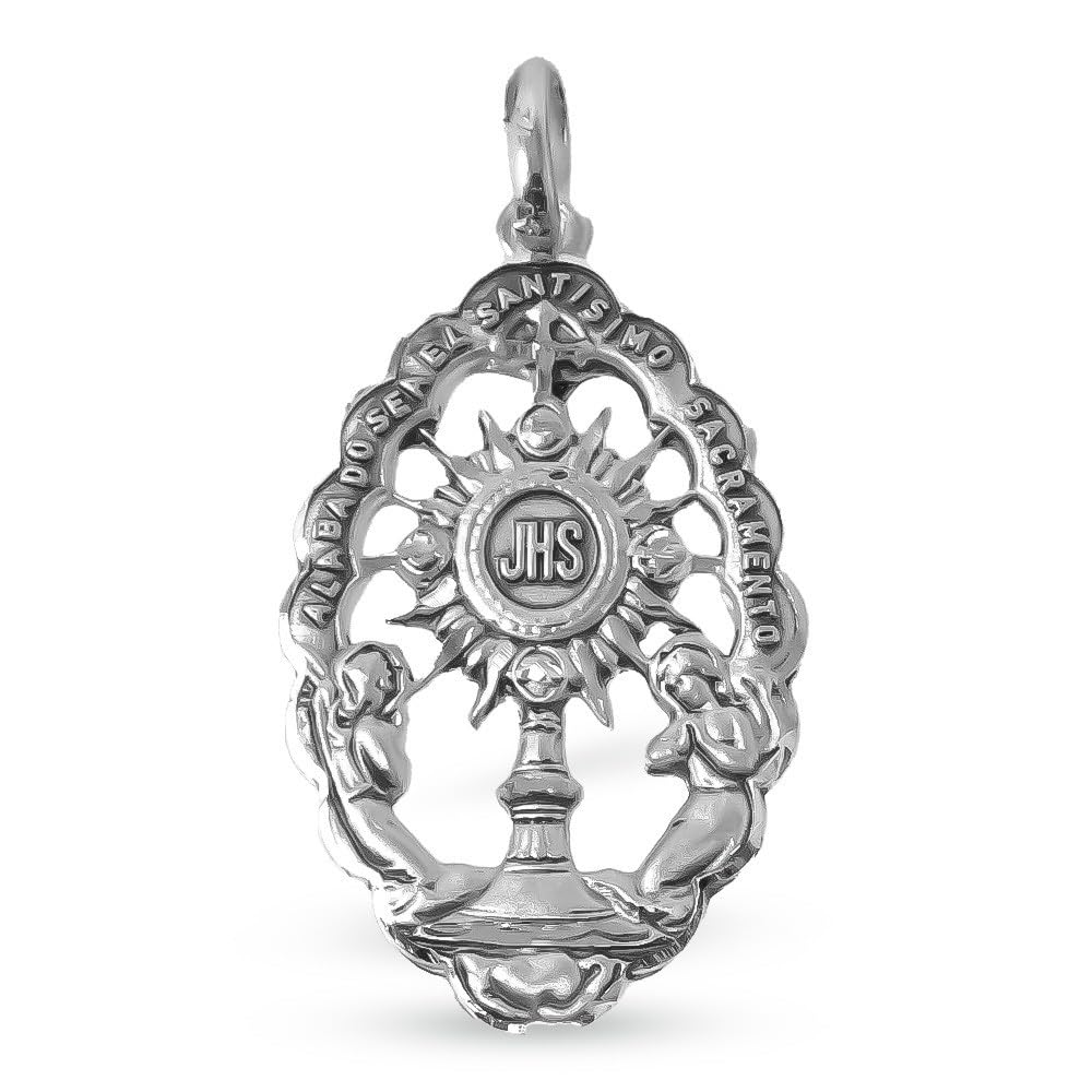 Medaille des Allerheiligsten Sakraments, 925er Sterlingsilber, 35 mm. Gravur im Preis inbegriffen – personalisierbar – GRAVUR IM PREIS INBEGRIFFEN