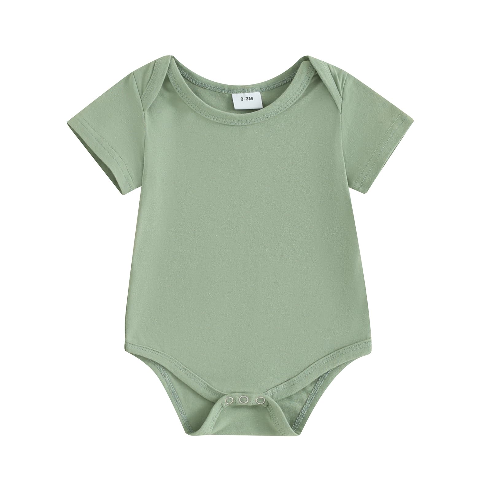 Okbabeha Baby Bubble Romper Boy Girl Infant Short Sleeve Solid Shirt Oversized Bodysuit Baby Summer Clothes 3M 6M 9M 12M 18M (Solid Green, 6-9 Months)