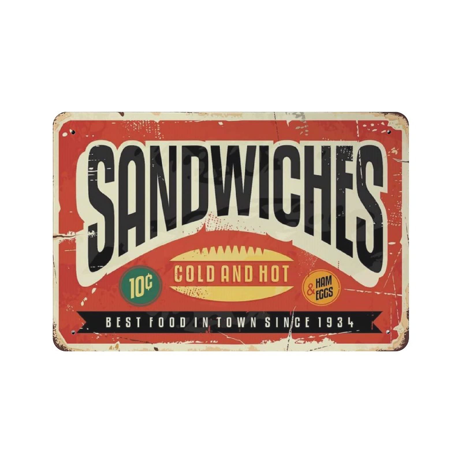 rayprint Metal Tin Sign Sandwiches Vintage Tin Poster Metal Sign Wall Decoration Country Kitchen Home Garage Decor 8"x12"