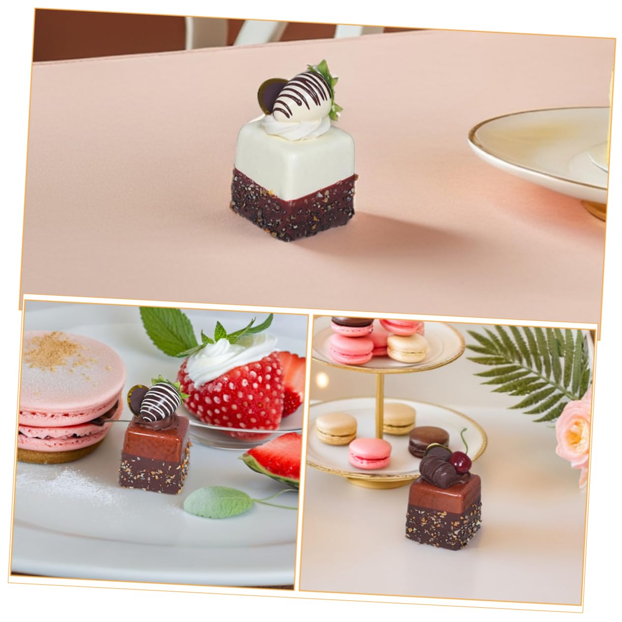 PartyKindom 8 Pezzi Torta Simulata Francese Fragole da Torta Finta Realistica in Pvc Robusto Espositore per Dessert Finto Accessori per Cucina per Servizi Fotografici e Allestimenti Scenici