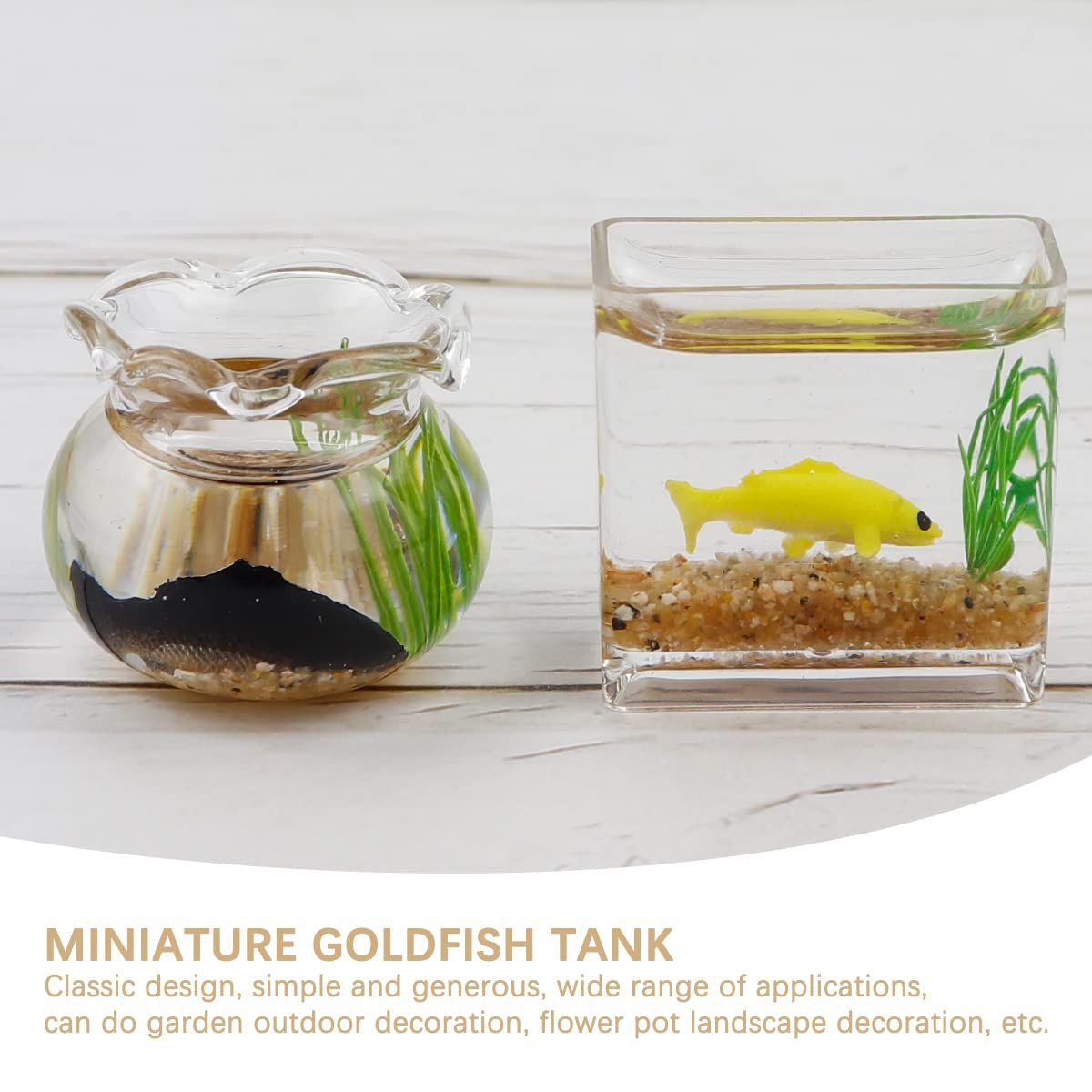 2Pcs Miniature Glass Fish Bowl — 1:12 Scale Dollhouse Accessories For Garden Scenes & Desktop Displays