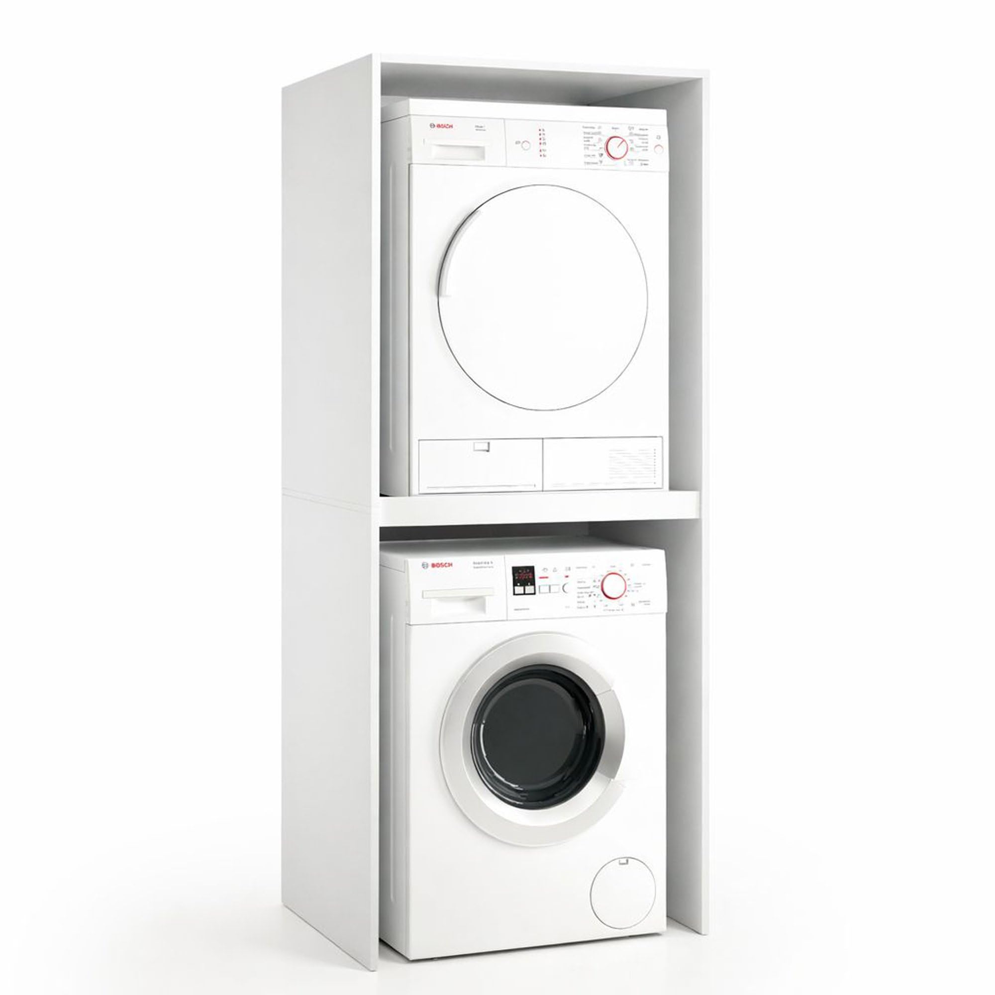 Dmora Armadio Multiuso Grande Lobelia 70x195h cm Bianco un Ripiano Apertura Battente, Porta Lavatrice e Asciugatrice Made in Italy