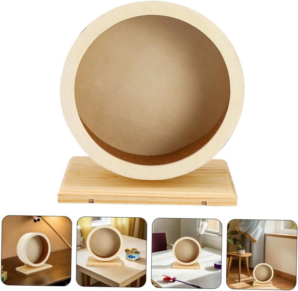 2pcs Noise-reducing Wooden Hamster Running Wheel with Soft Cork Surface for Small Pets Comfortable Exercise for Hamsters Chinchillas Guinea Pigs and Rats Easy to Clean