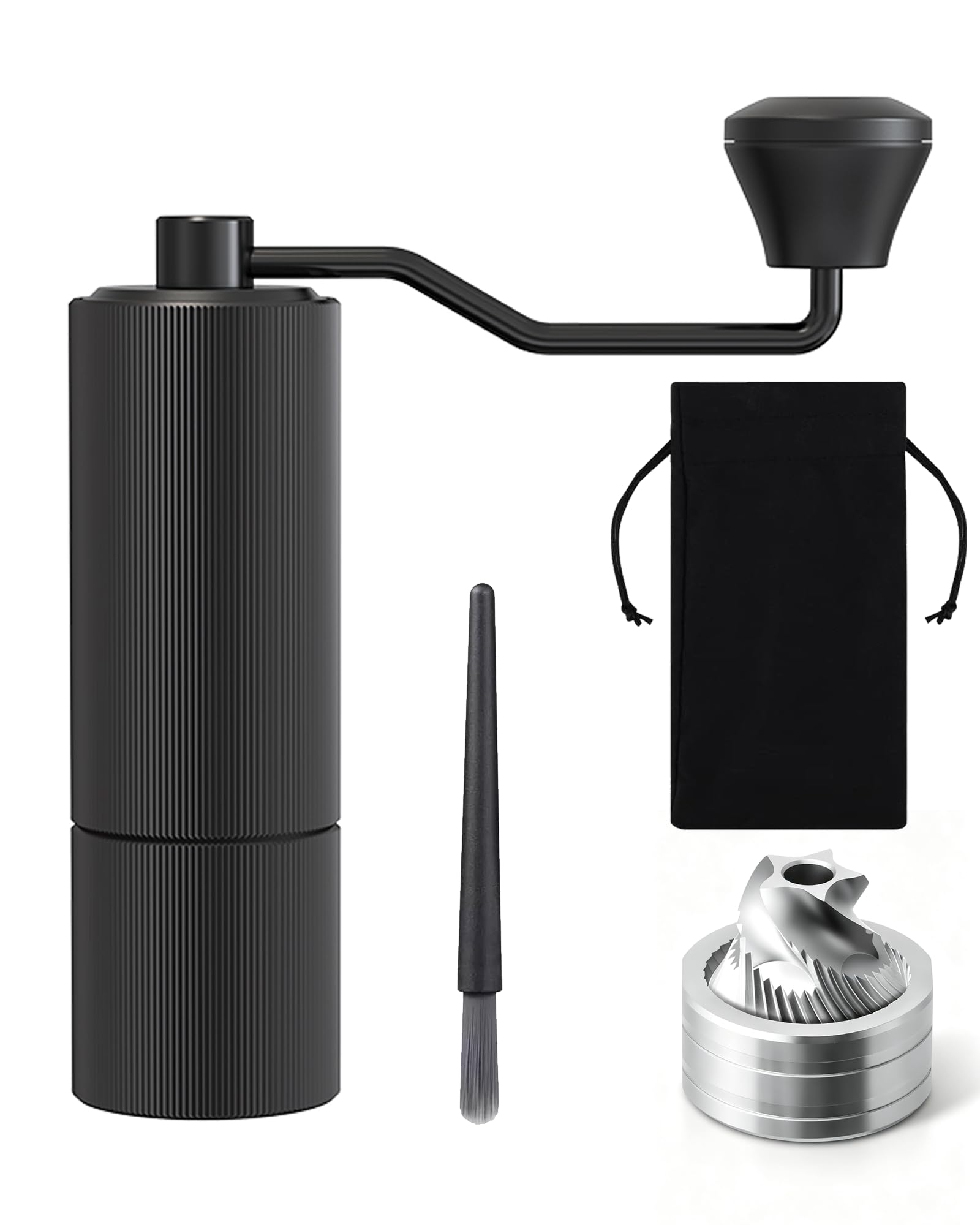 Mini Manual Coffee Grinder, 30+ Adjustable Settings, Black Metal