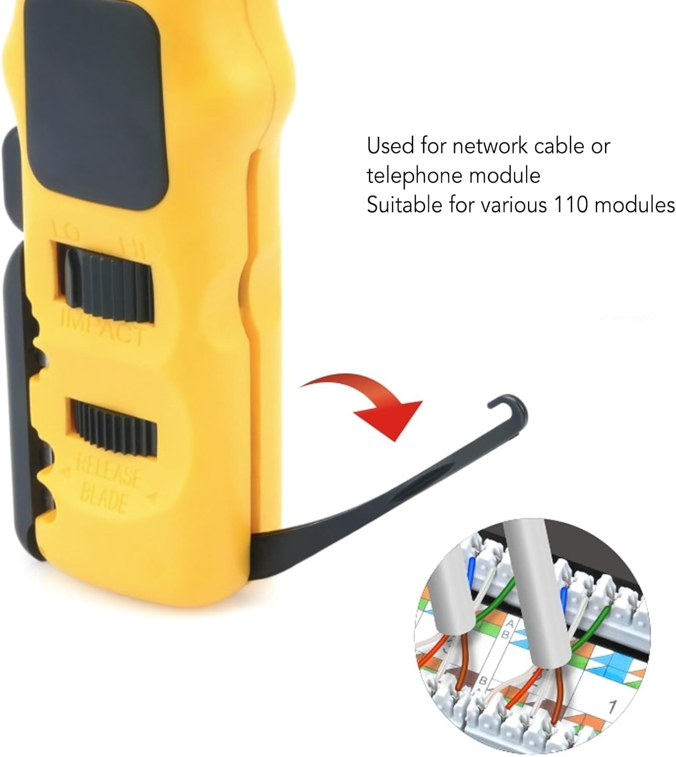 Punch Down Tool with 88/110 Blades, Network Wire Stripper & Impact Tool for CAT5, CAT6, CAT7, with Screwdriver Bit and Blade Storage