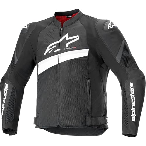 Alpinestars T-GP Plus V4 Airflow Jacket, Lightweight Mesh Construction, CE-Certified, Sport Fit, DFS Shoulder Protection, Hot Weather Riding Gear, L, Black/White