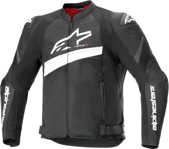 Alpinestars T-GP Plus V4 Airflow Jacket, Lightweight Mesh Construction, CE-Certified, Sport Fit, DFS Shoulder Protection, Hot Weather Riding Gear, L, Black/White