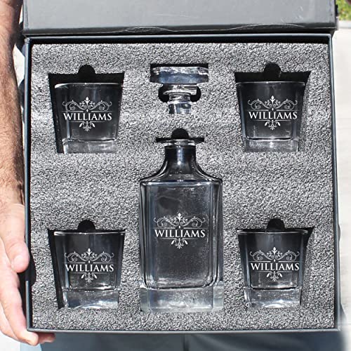 The Wedding Party Store, Custom Engraved Groomsmen - Whiskey Decanter Set and 4 Glasses Set - Personalized and Monogrammed with WPS Styles - Image 6
