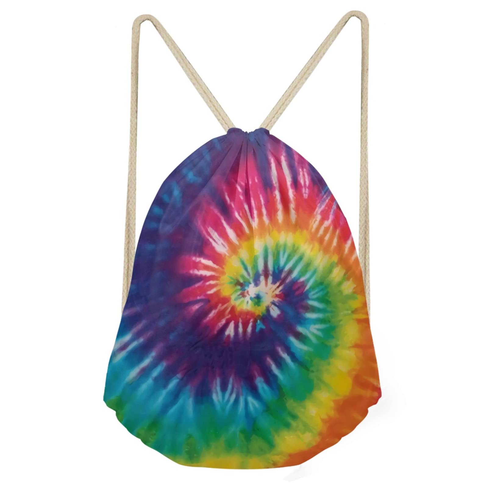 Biyejit Borse con coulisse per ragazze zaino a spalla donna sport palestra all'aperto stringa Cinch custodia, Tintura arcobaleno.