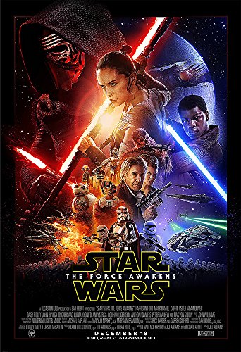 Movie Poster Star Wars 7 : The Force Awakens (2015) - Main - 13 in x 19 in Flyer Borderless + Free 1 Tile Magnet