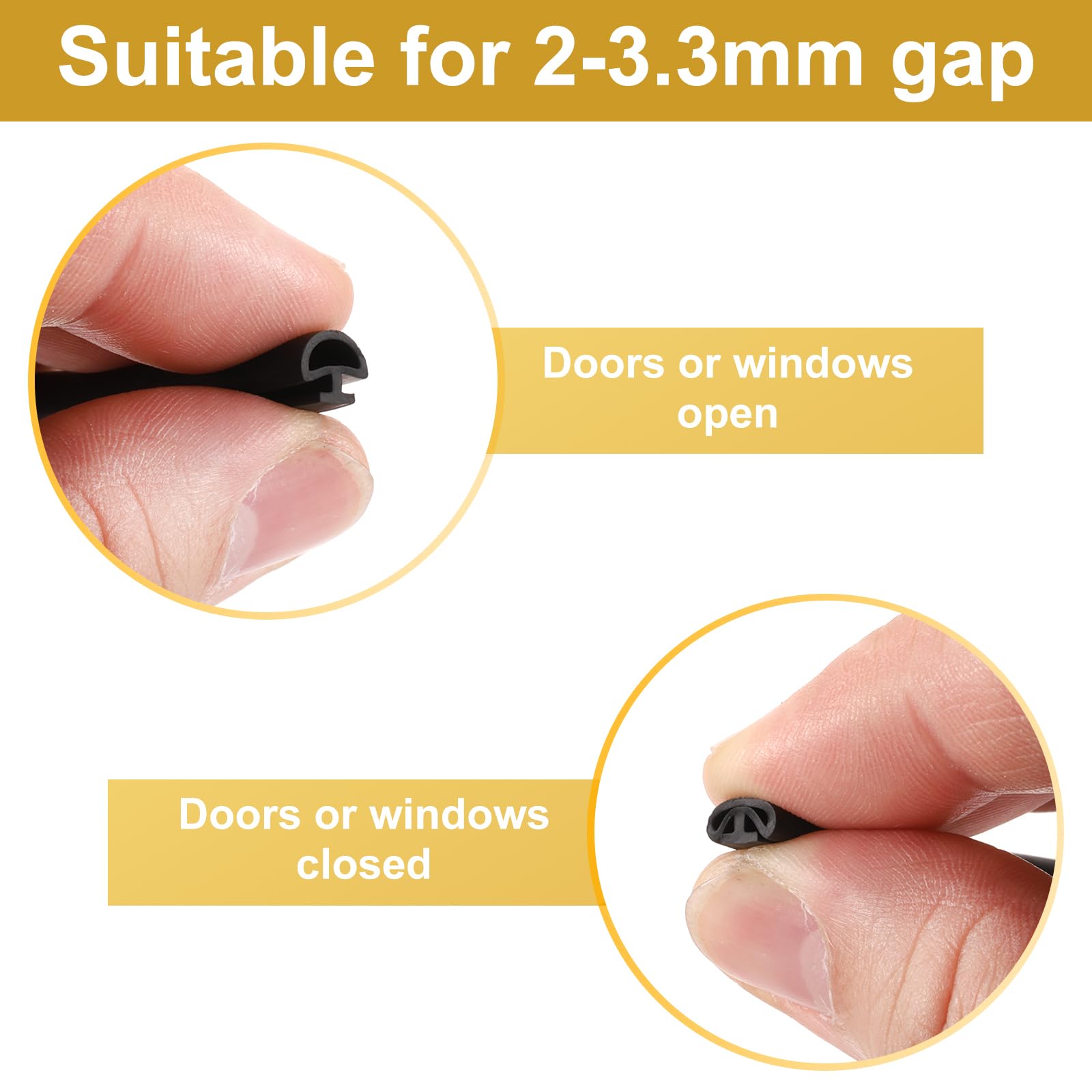 PATIKIL Guarnizione per finestre e porte, sigillante per porte e finestre, 8 mm di larghezza, a forma di bulbo, sigillante TPE per fessure da 4 mm su telaio di porte e finestre (10 M/33 Ft, Nero)
