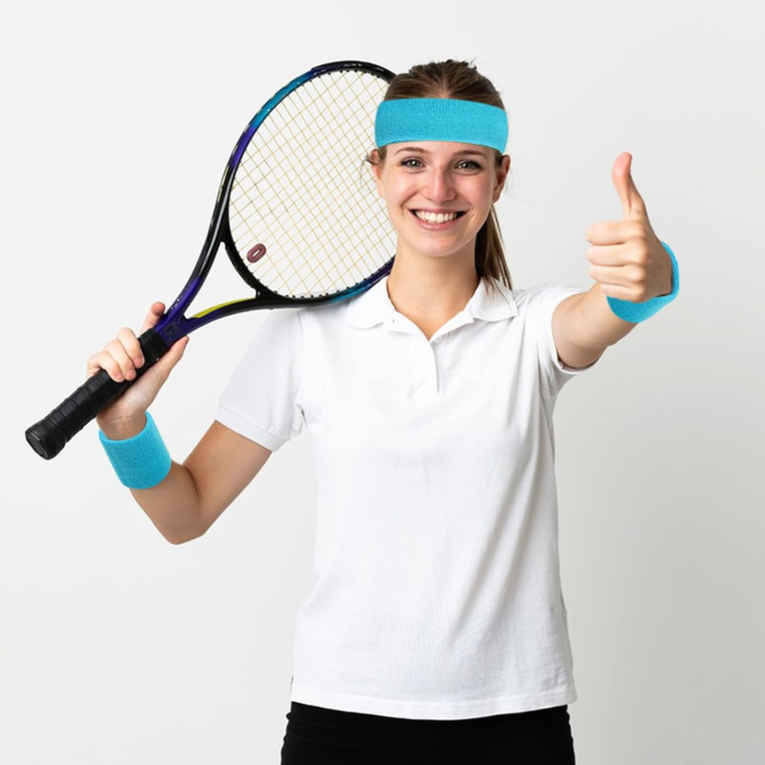 ONUPGO Sweatbands Set Headband Wristbands Neon Sports Fitness 80s Costumes Accessories 80s Workout Outfit for Men Women - Image 5