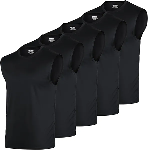 AyeGoo Mens Tank Tops 5 Pack,Gym Sleeveless Shirts Fitness Muscle T-Shirts Workout Gym Tank Top